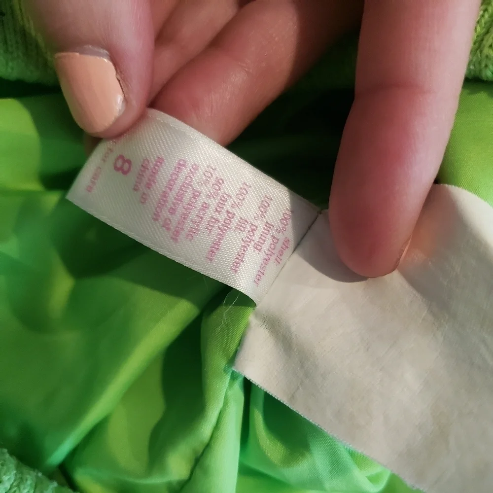 Justice Girls Medium 8 Lime Neon Green Puffer Vest Quilted Toggle Spring